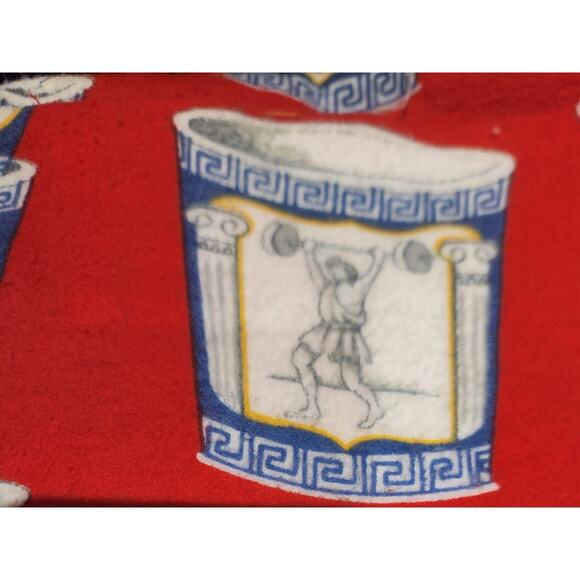 Nick & Nora Greek Coffee Cup NYC Flannel Fabric 2.4 Yds Red Bagels Anthora Print - Picture 4 of 8